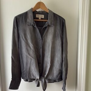 Cloth & Stone Gray Button Down Tie Front Shirt M